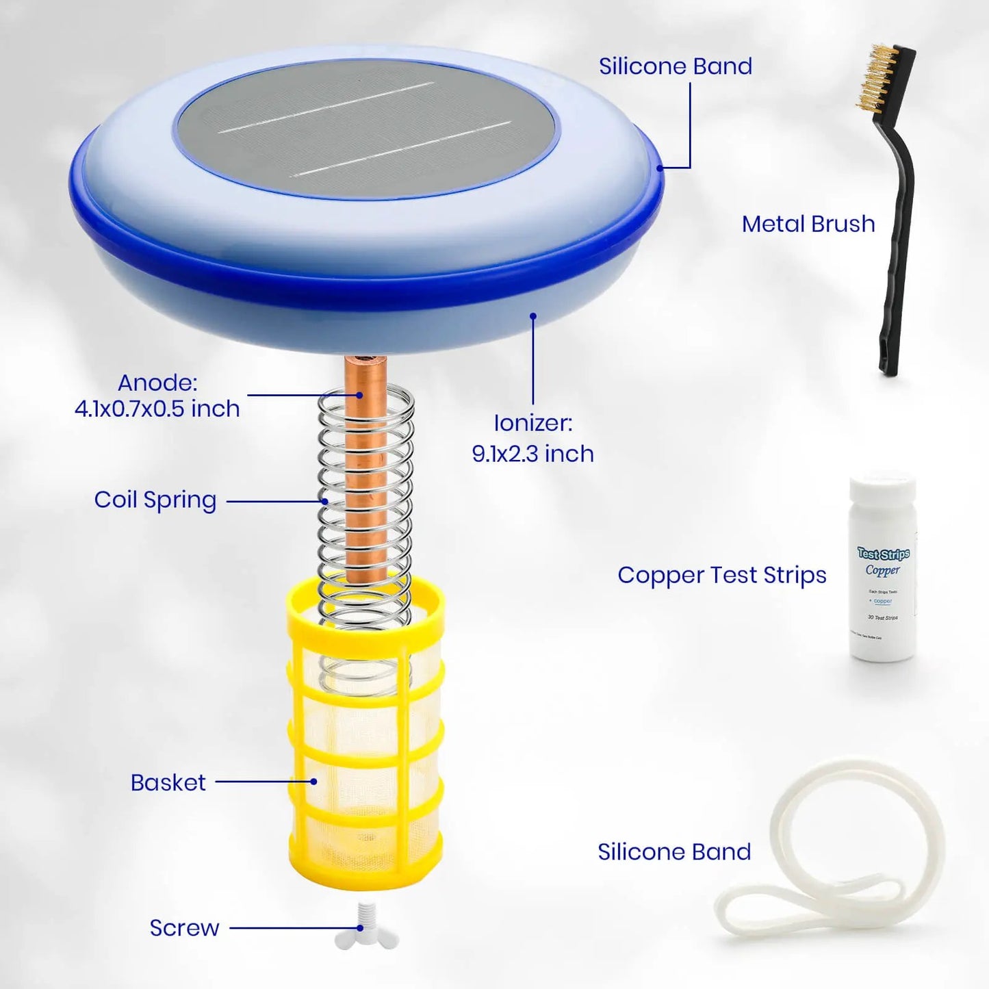 Airthereal S6 Solar Pool Ionizer for 35000 gallons round housing, solar panel, copper anode on Tampa Home & Garden Store