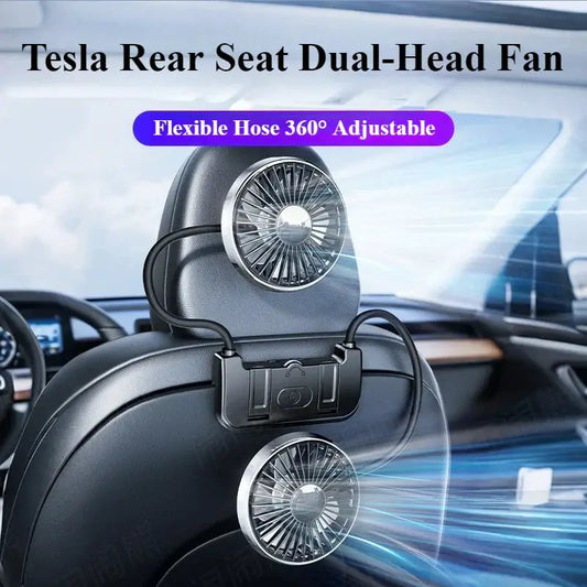 Comfort Breeze Dual-Head Rear Seat Fan with USB-C, black car climate device, 360° hoses on Tampa Home & Garden Store
