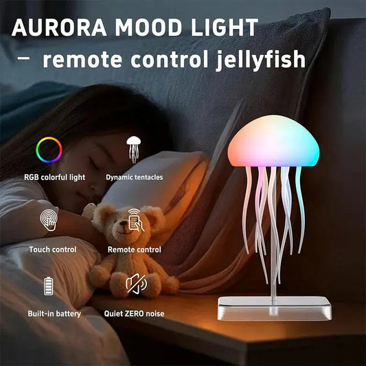 Moktan Sabai LED Jellyfish Lamp with 9 tentacles, color-changing RGB night light on Tampa Home & Garden Store