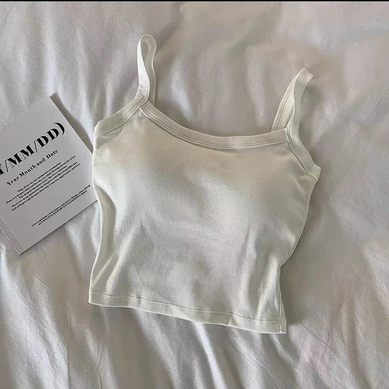 Women's white sleeveless crop top camisole, cotton knit, UpTrend Deals on Tampa Home & Garden Store