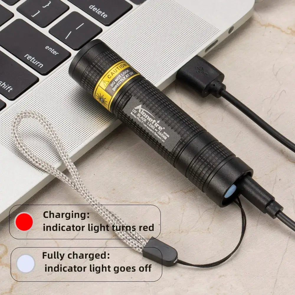 Moktan Sabai 365nm UV flashlight handheld blacklight USB rechargeable for pet stain detection on Tampa Home & Garden Store