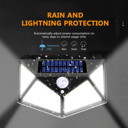 100 LED Solar Motion Sensor Light | Waterproof Outdoor Wall Lamp for Yard Security