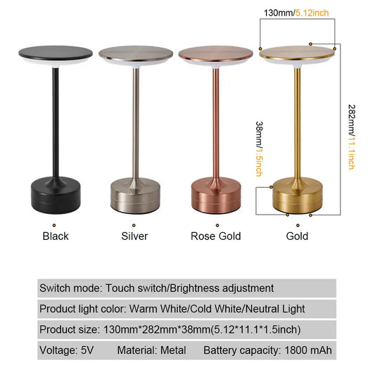 Touch Sensor LED Table Lamp USB Rechargeable Portable Night Light for Bedroom Bar - Tampa Home & Garden Store