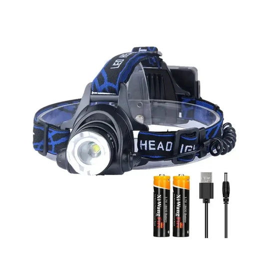 Moktan Sabai Led Headlamp zoomable rechargeable waterproof camo headband with 2 AA batteries on Tampa Home & Garden Store