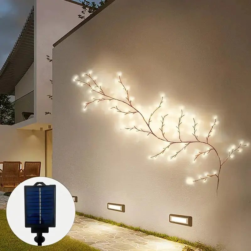 Perfecsy 96LED willow vine solar lights warm white outdoor waterproof wall decor on Tampa Home & Garden Store