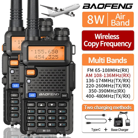 8W Multi Band Walkie Talkie Long Range Two Way Radio USB C Handheld - Tampa Home & Garden Store
