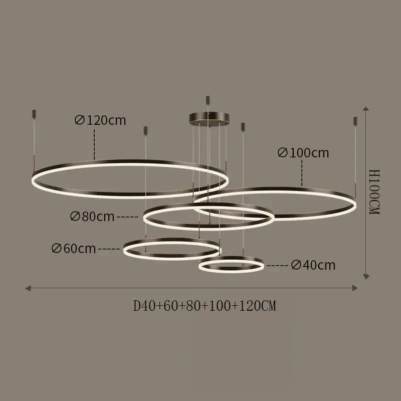 DecorBites LED pendant chandeliers with ring clusters in mixed diameters for staircase and room on Tampa Home & Garden Store