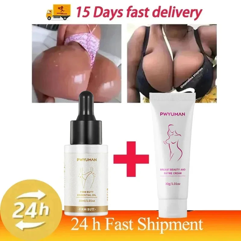 Two-item butt lift set: white essential oil dropper and PWYUMAN breast cream by Silcy Skin on Tampa Home & Garden Store