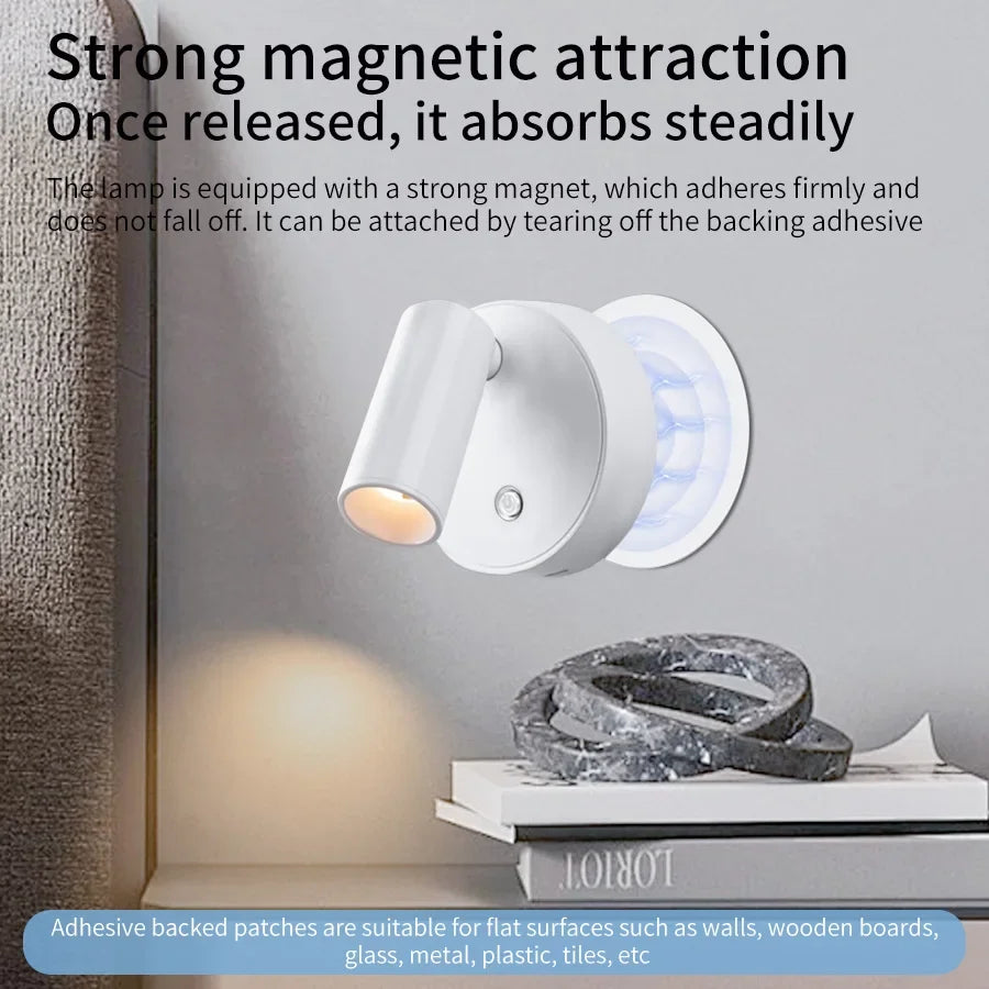 Magnetic LED wall light rechargeable touch lamp, white cordless bedside lamp on Tampa Home & Garden Store