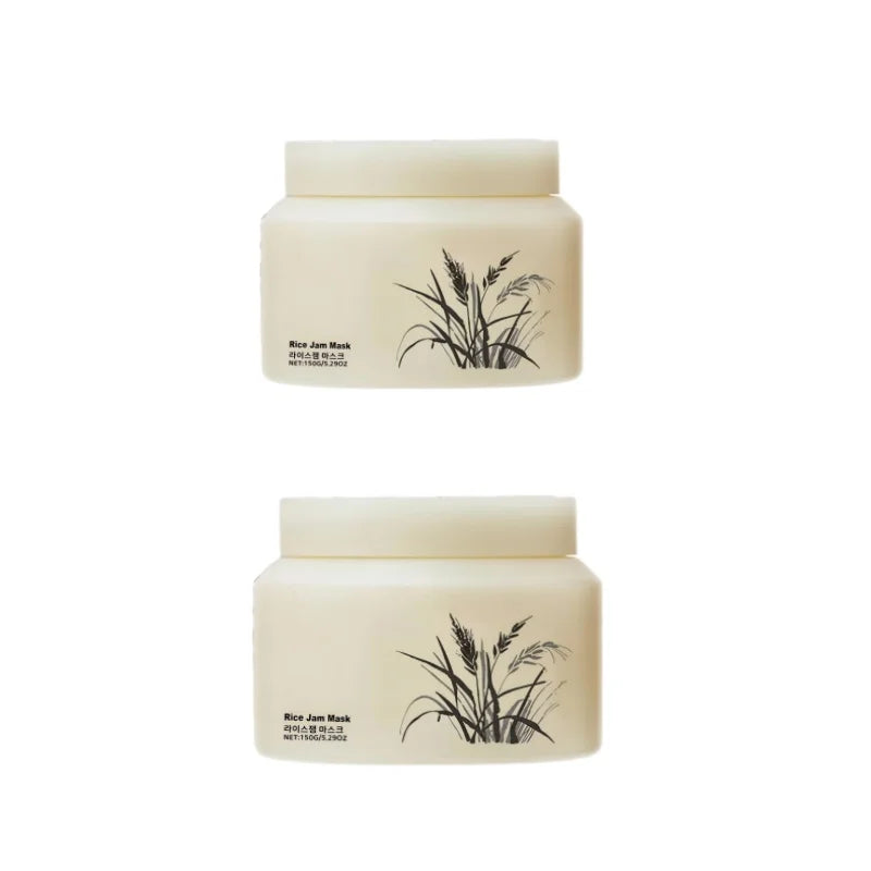 Rice Jam Mask Silcy Skin two jars with black rice plant motif, hydrating Korean skincare on Tampa Home & Garden Store