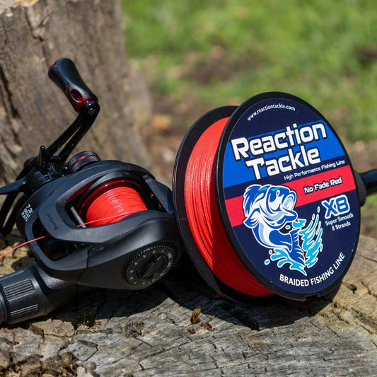 Reaction Tackle X8 Braided Fishing Line Red spool on Tampa Home & Garden Store
