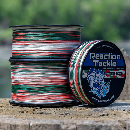 Reaction Tackle braided fishing line Mexico Camo on two spools, multicolor camo pattern on Tampa Home & Garden Store