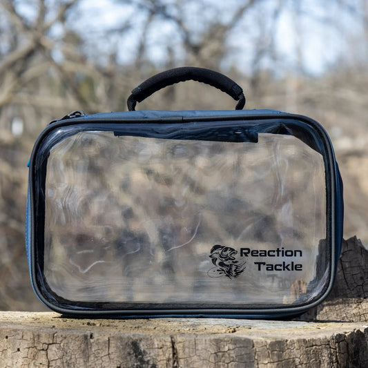 Reaction Tackle Clear Bait Binder and Storage with transparent front and top padded handle on Tampa Home & Garden Store