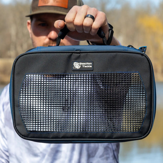 Reaction Tackle Breathable Mesh Bait Binder blue with carry handle on Tampa Home & Garden Store