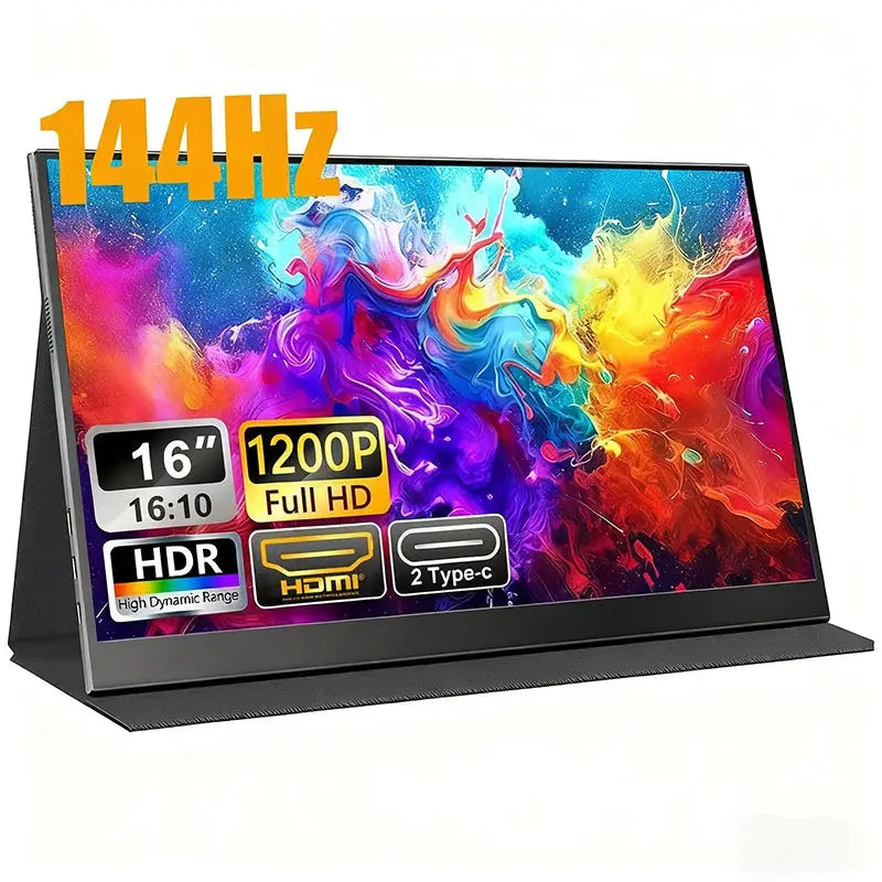 16-inch portable monitor with black stand, 144Hz, 1200P Full HD, HDR, HDMI, USB-C second screen on Tampa Home & Garden Store