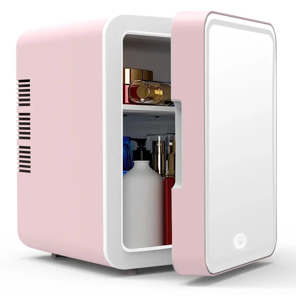 4L pink Moktan Sabai mini beauty fridge for skincare and cosmetics on Tampa Home & Garden Store