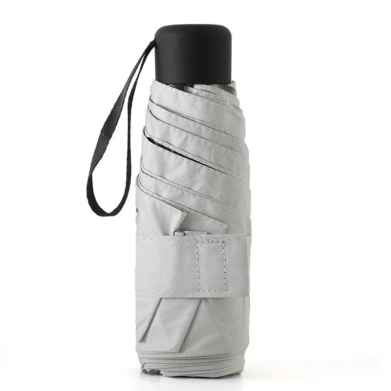 Mini Pocket Travel Umbrella windproof automatic, Moktan Sabai gray compact with strap on Tampa Home & Garden Store