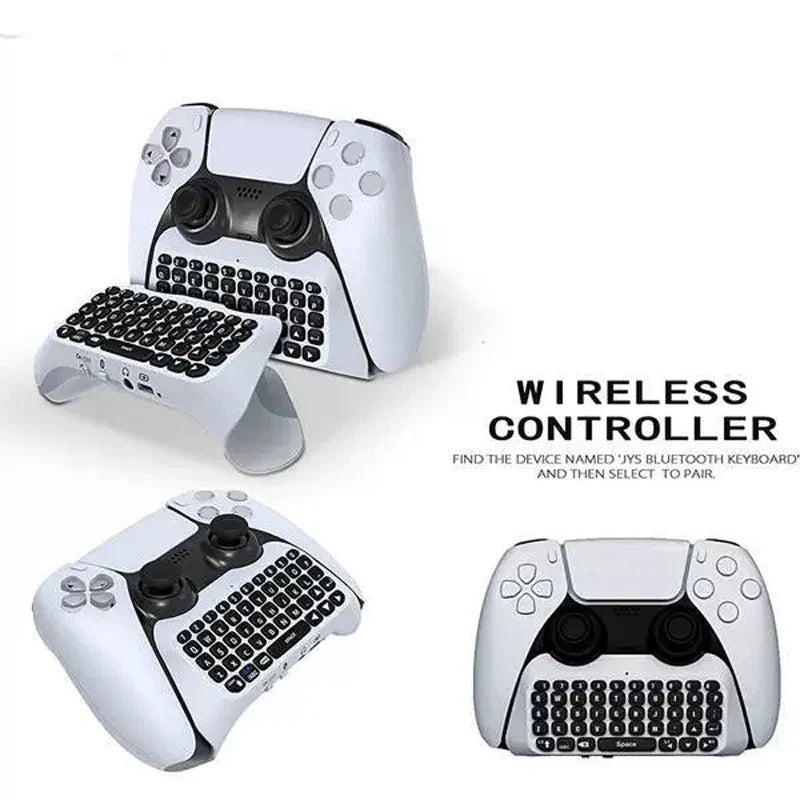 White wireless Bluetooth keyboard for PS5 controller with compact QWERTY by FLIPSTYLEZLLC on Tampa Home & Garden Store