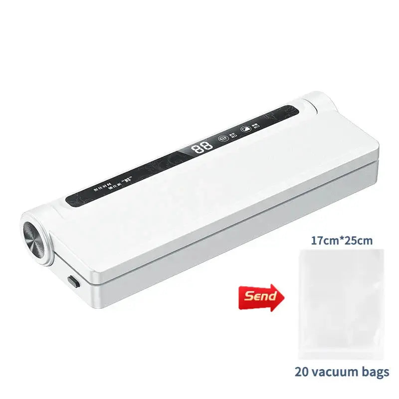 Automatic Vacuum Sealer white, LED display, 17x25 cm bags, includes 20 vacuum bags on Tampa Home & Garden Store