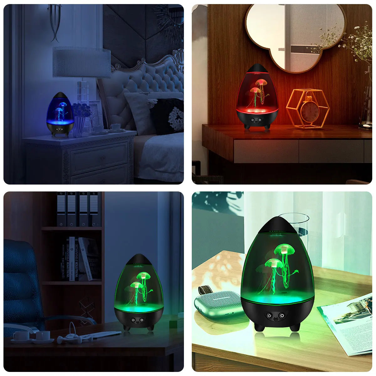 Moktan Sabai LED Jellyfish Lamp RGB mood light with remote, set of 4 color-changing night lights in blue red green on Tampa Home & Garden Store