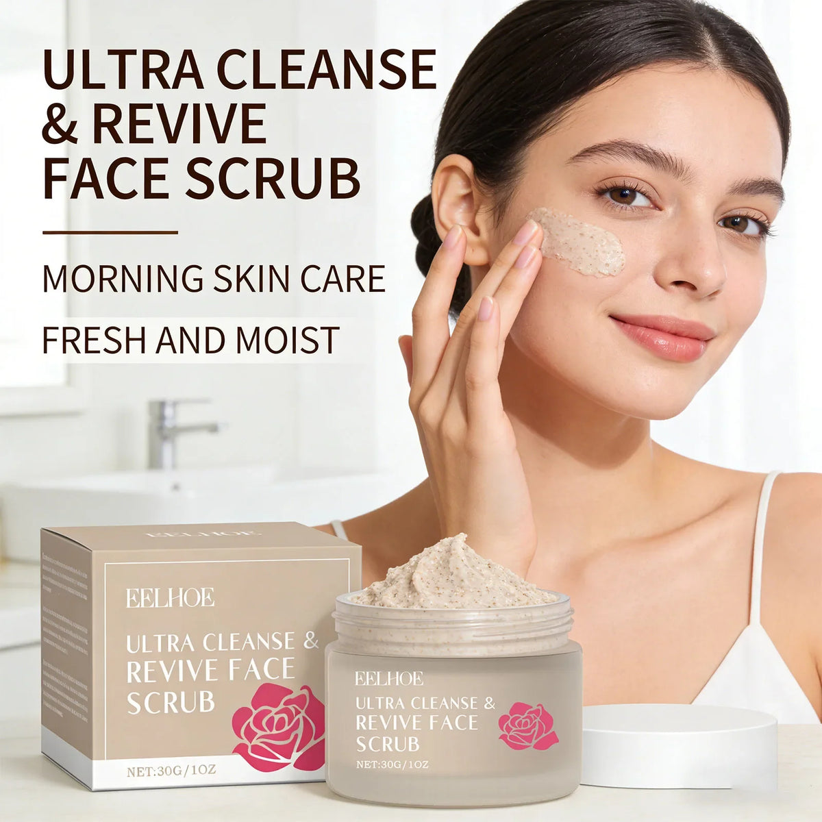 Silcy Skin Ultra Cleanse & Revive Face Scrub with rose, moisturizing deep exfoliant in a jar on Tampa Home & Garden Store