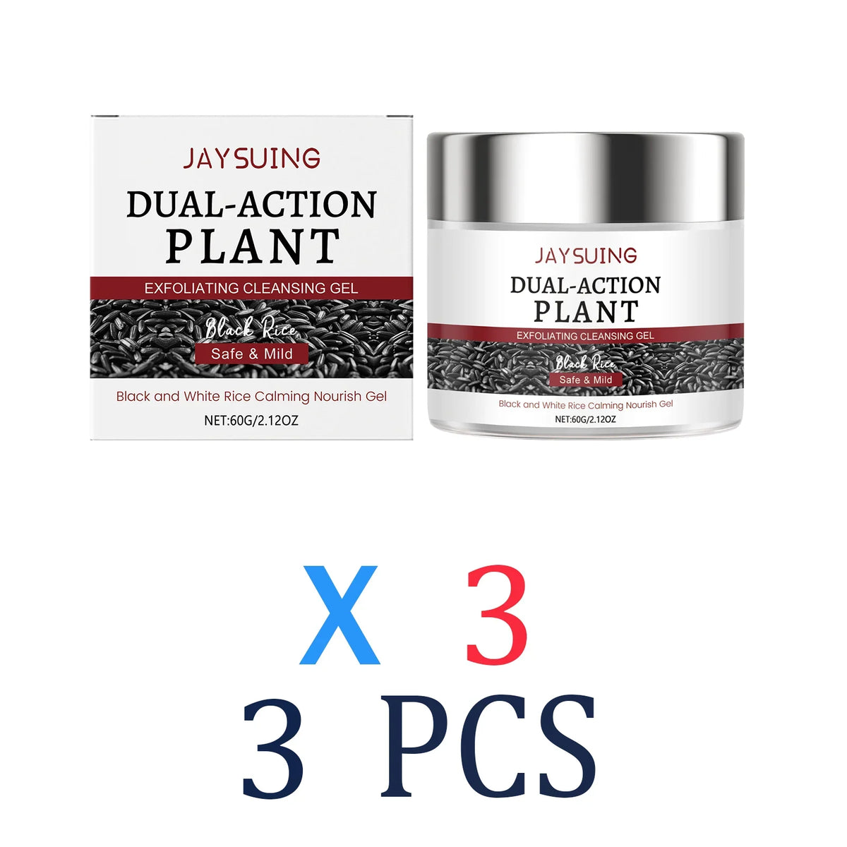 Jaysuing Dual-Action Plant Black Rice Exfoliating Cleansing Gel 60g jar & box Safe & Mild on Tampa Home & Garden Store