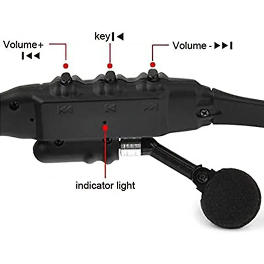 Black Moktan Sabai smart glasses control panel with volume buttons, key, and mic boom on Tampa Home & Garden Store