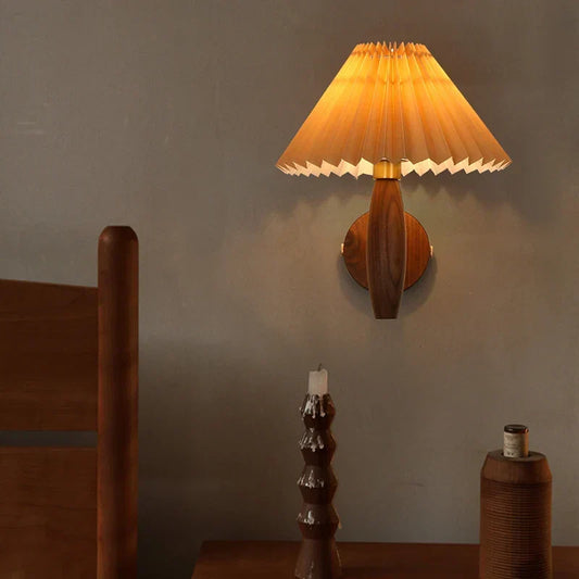 DecorBites Khaki PVC LED wall light with vintage walnut wood design, loft living decor on Tampa Home & Garden Store