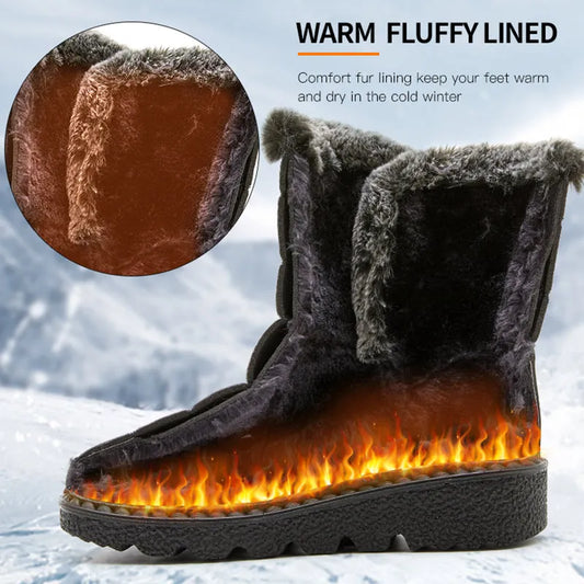 Women's Waterproof Winter Boots UpTrend Deals black faux fur-lined boot with flame accent on Tampa Home & Garden Store