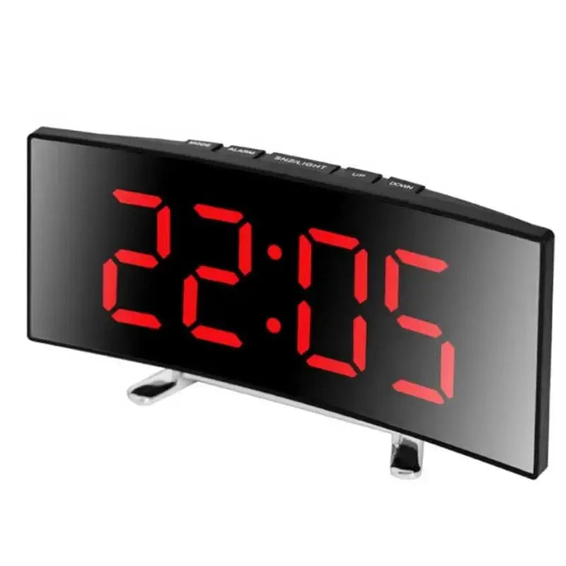 LED Mirror Alarm Clock Large Curved Digital Desktop Smart Silent Living Room - Tampa Home & Garden Store