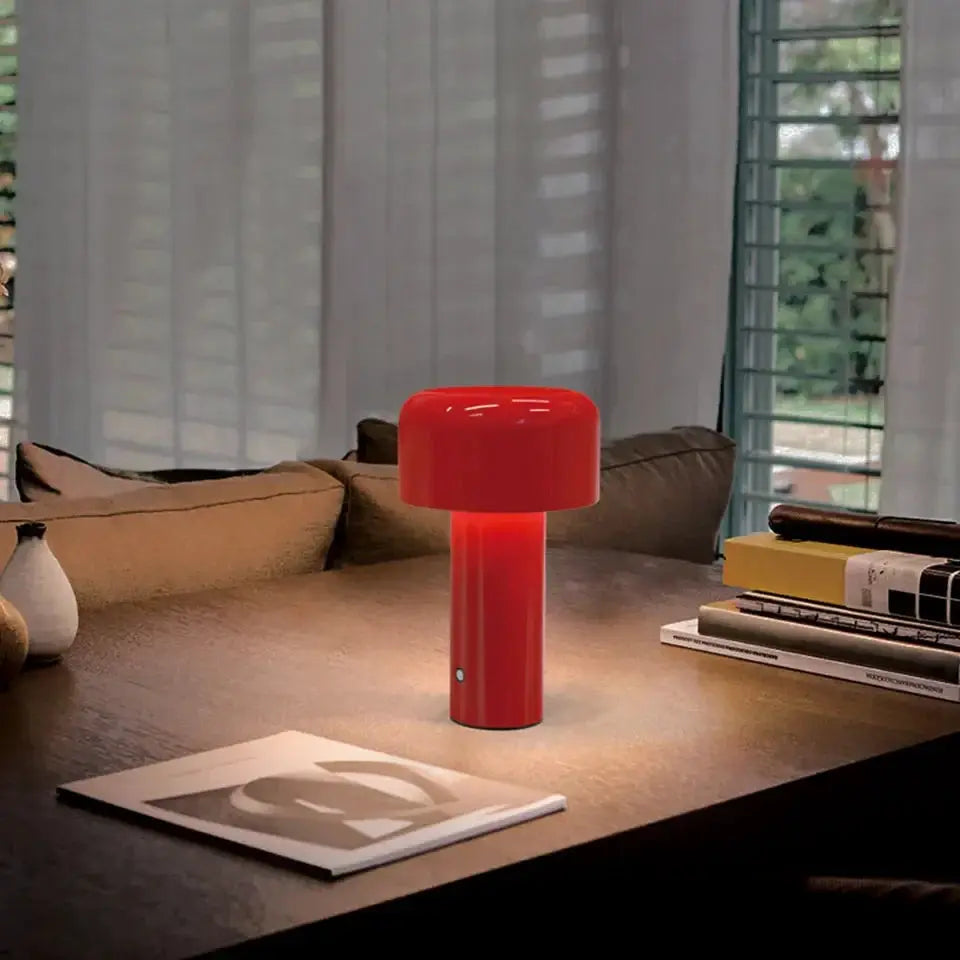 Retro Mushroom LED Table Lamp red with touch sensor and rechargeable desk light on Tampa Home & Garden Store