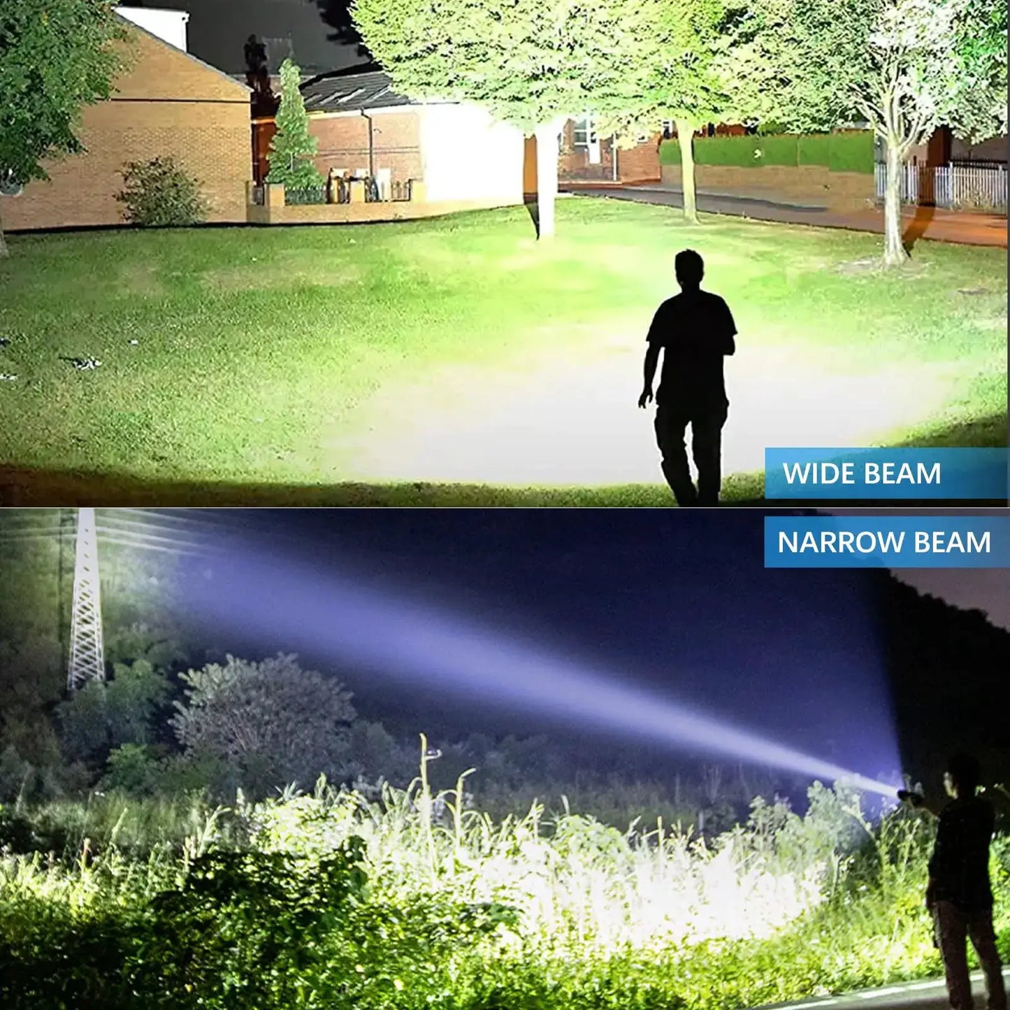 Rechargeable LED Flashlight waterproof torch handheld with wide and narrow beam; Moktan Sabai on Tampa Home & Garden Store