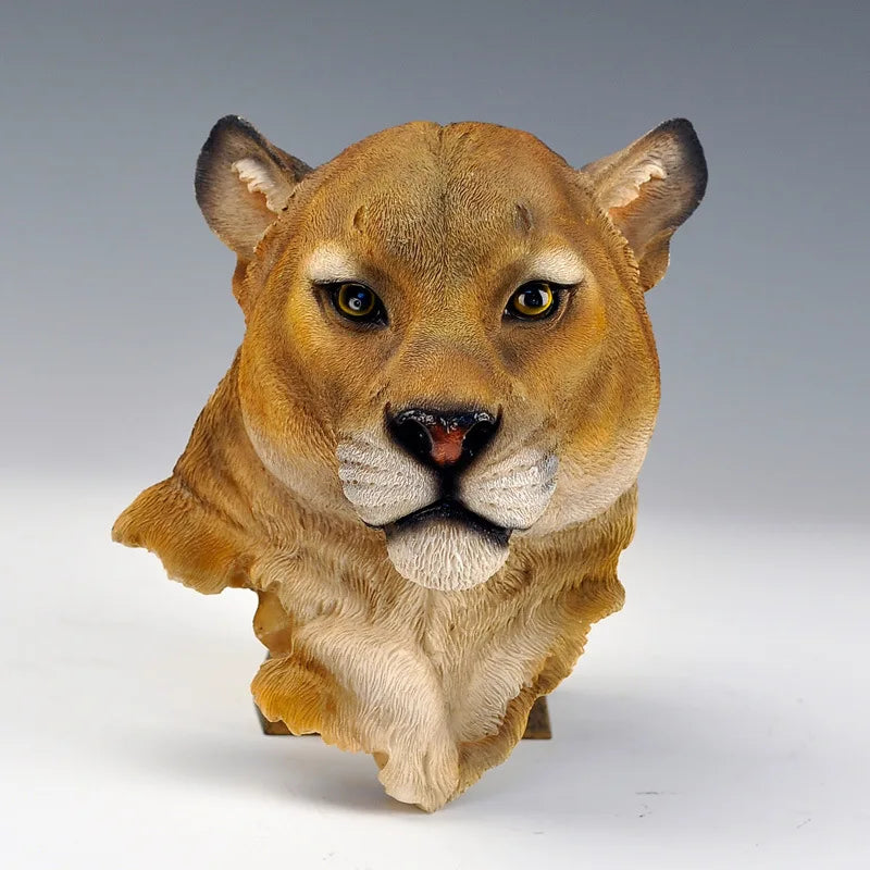 Big cat head wall decor bust with tan fur texture lifelike features on Tampa Home & Garden Store