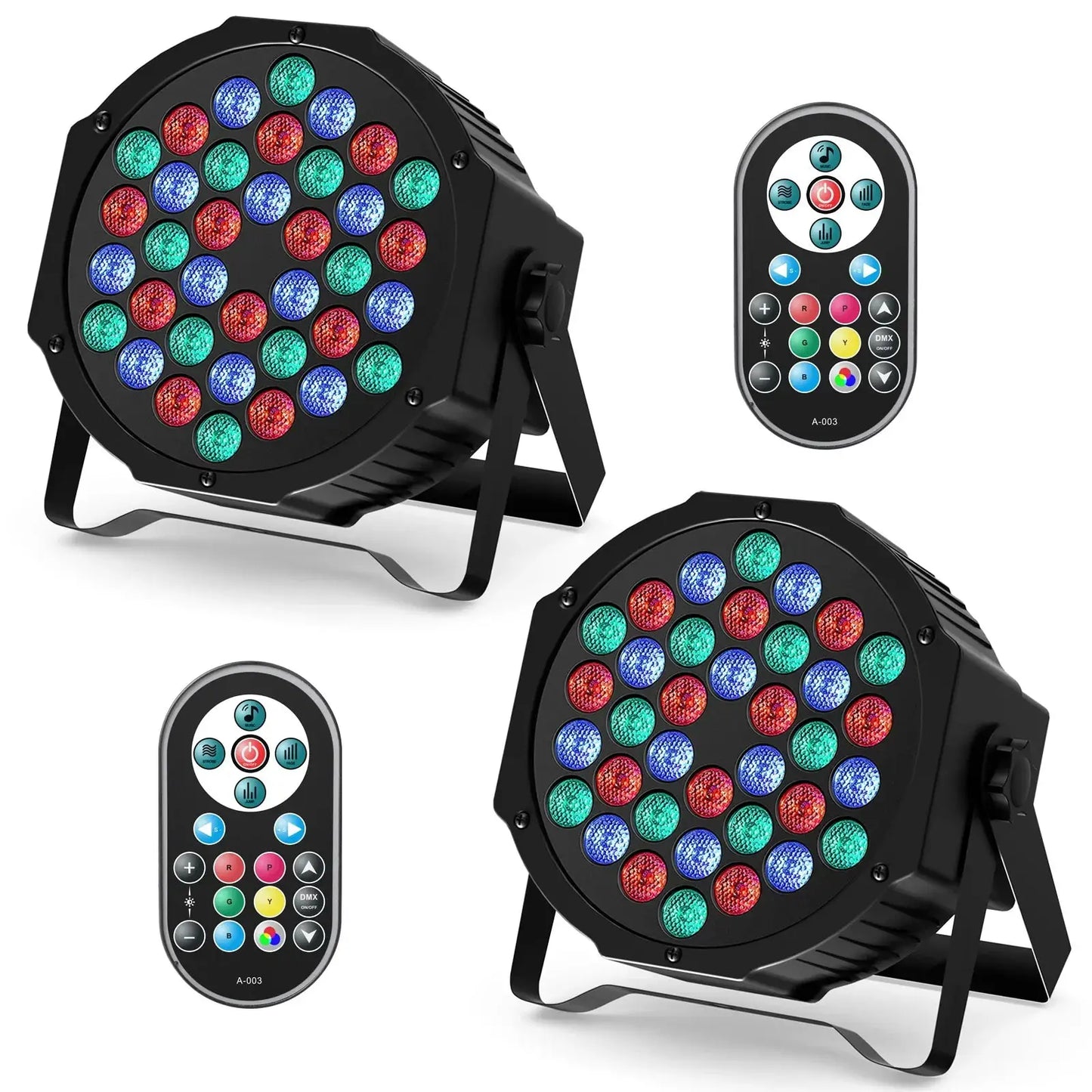 RGB Par Lights 36LED Moktan Sabai DMX uplights with remote (2-pack) on Tampa Home & Garden Store