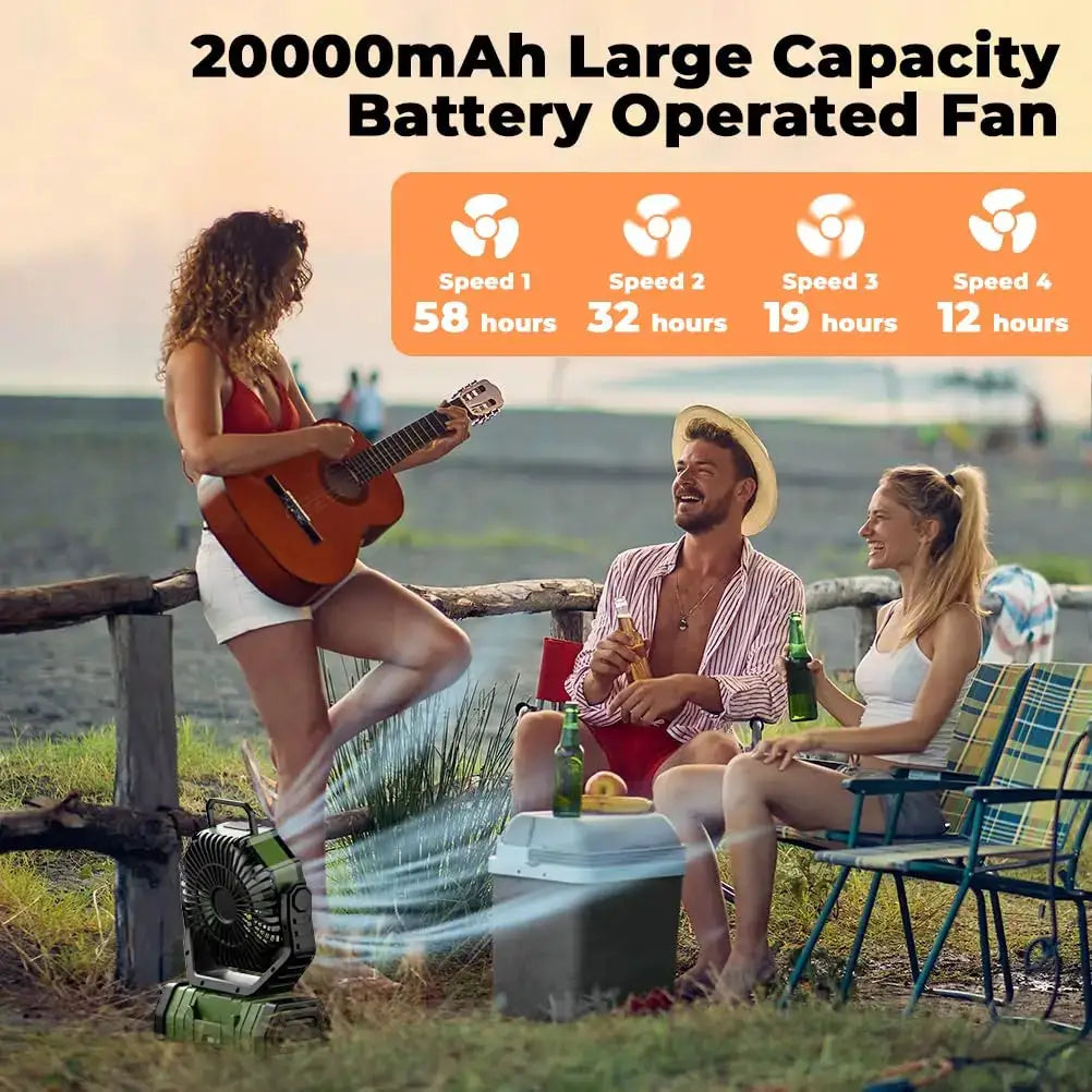 Outdoor Companion Camping Fan with LED Moktan Sabai, green 20000mAh rechargeable battery on Tampa Home & Garden Store