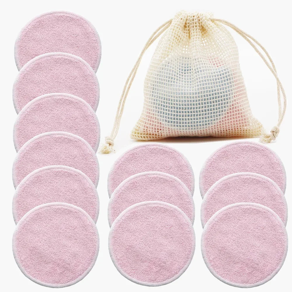 12pc pink reusable cotton makeup remover pads by Silcy Skin with mesh drawstring bag on Tampa Home & Garden Store