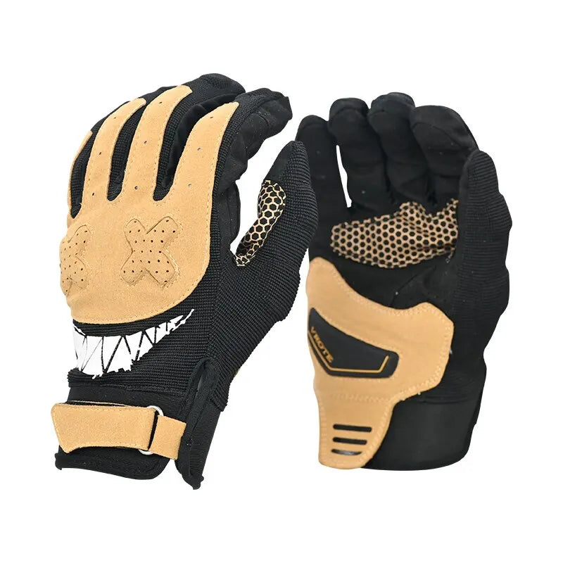 Touch Screen Gloves Unisex Four-color motorcycle gloves tan black mesh palm strap BikerZoneZ on Tampa Home & Garden Store