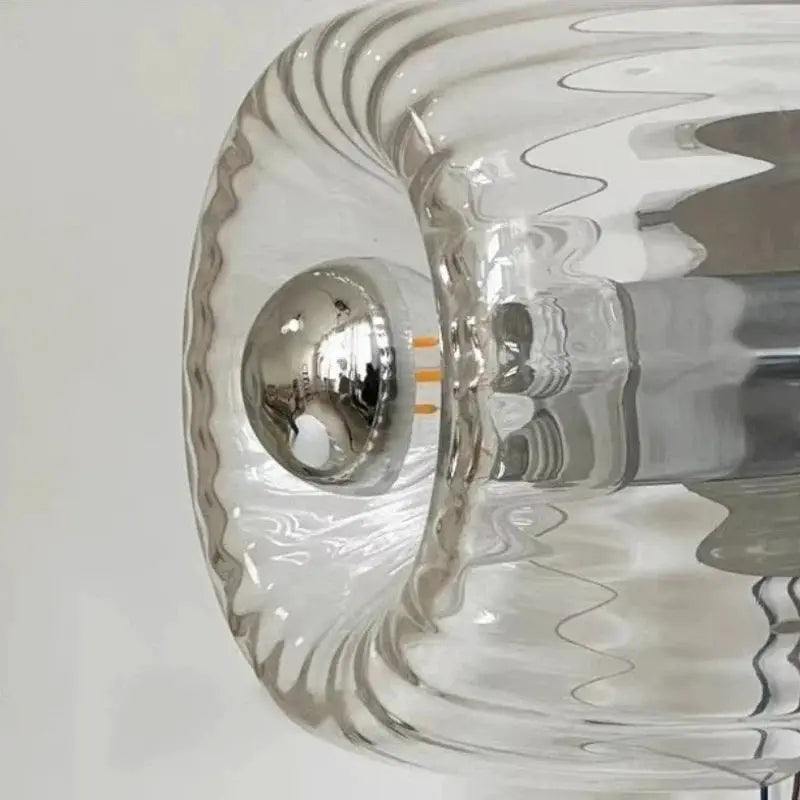 Nordic Bauhaus glass ceiling wall lamp with clear ribbed shade and chrome fitting Moktan Sabai on Tampa Home & Garden Store
