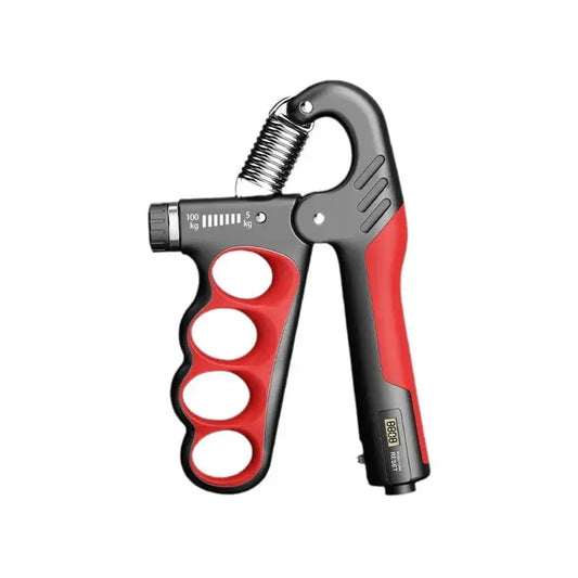 Adjustable grip strengthener with digital counter, black/red hand exerciser with spring clamp on Tampa Home & Garden Store