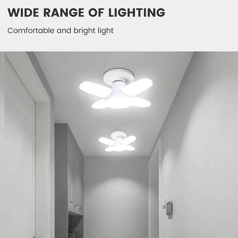 E27 Foldable LED Garage Light with 6500K, two white hallway ceiling fixtures Moktan Sabai on Tampa Home & Garden Store