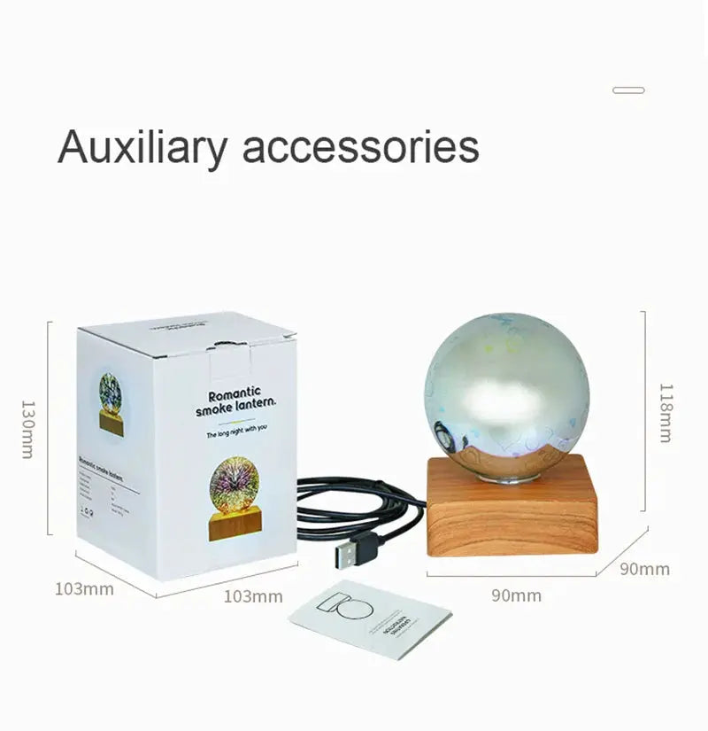 3D Firework LED Night Light Starry Sky Glass Ball on wooden base by Moktan Sabai with USB cable on Tampa Home & Garden Store