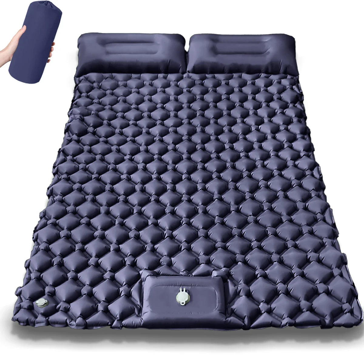 2025 Upgrade Double Air Mattress with Pump Moktan Sabai, navy quilted surface on Tampa Home & Garden Store