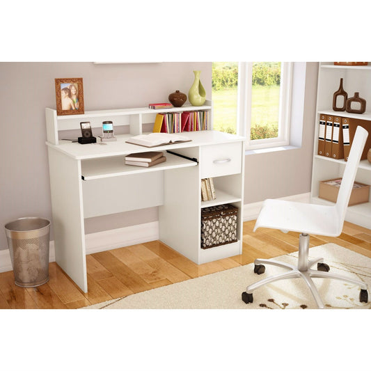 Contemporary Home Office Computer Desk in White Wood Finish - Tampa Home & Garden Store