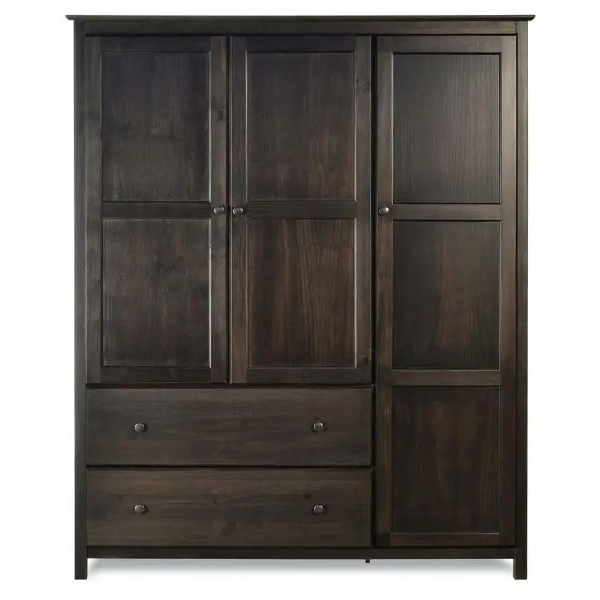 Espresso wood finish wardrobe armoire with upper doors, tall right cabinet, and two drawers on Tampa Home & Garden Store