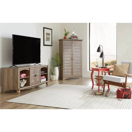 Farmhouse armoire with louver doors in oak finish by HomePacific on Tampa Home & Garden Store