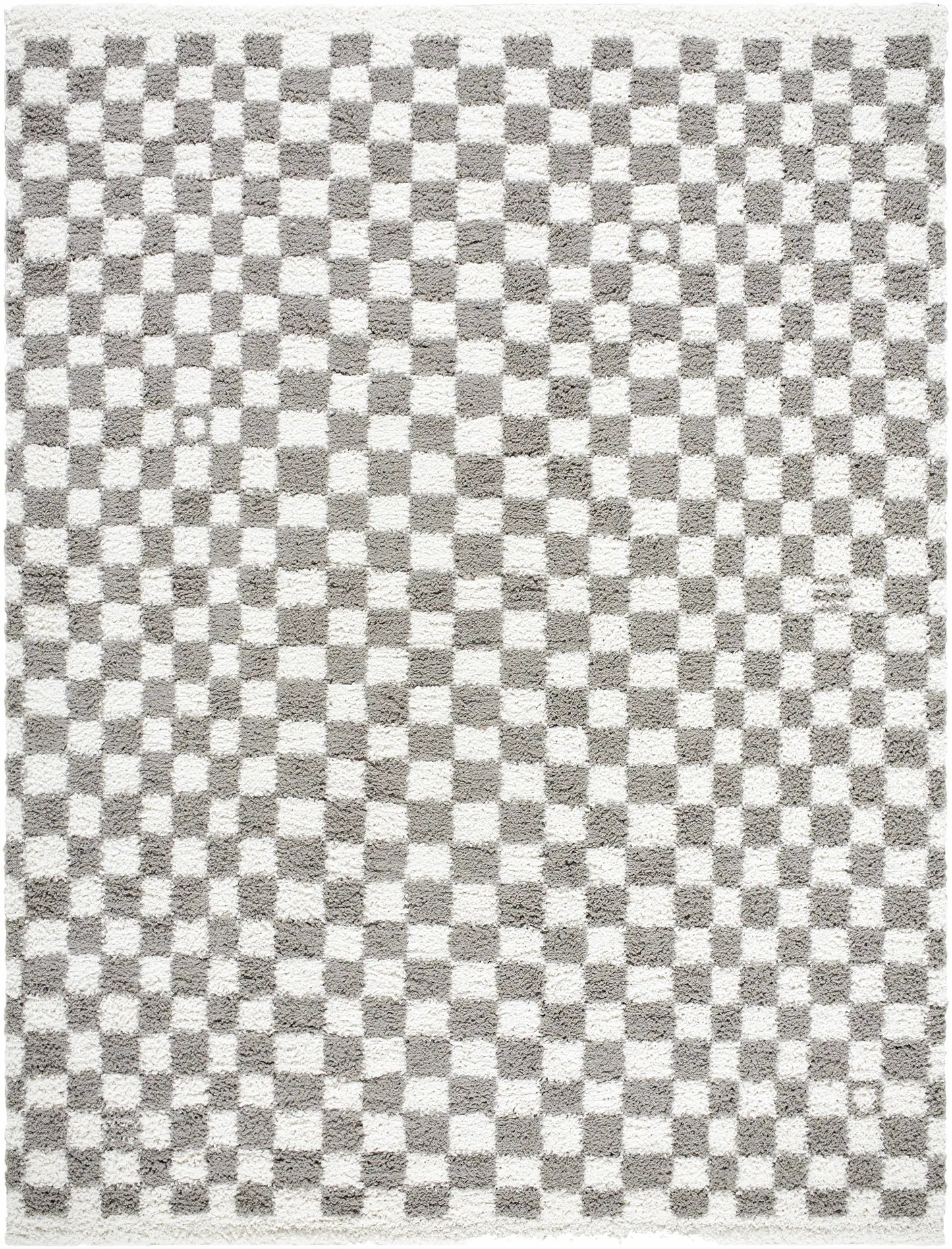 Kieu Taupe Checkered Plush Rug, machine woven in taupe and white checker pattern on Tampa Home & Garden Store