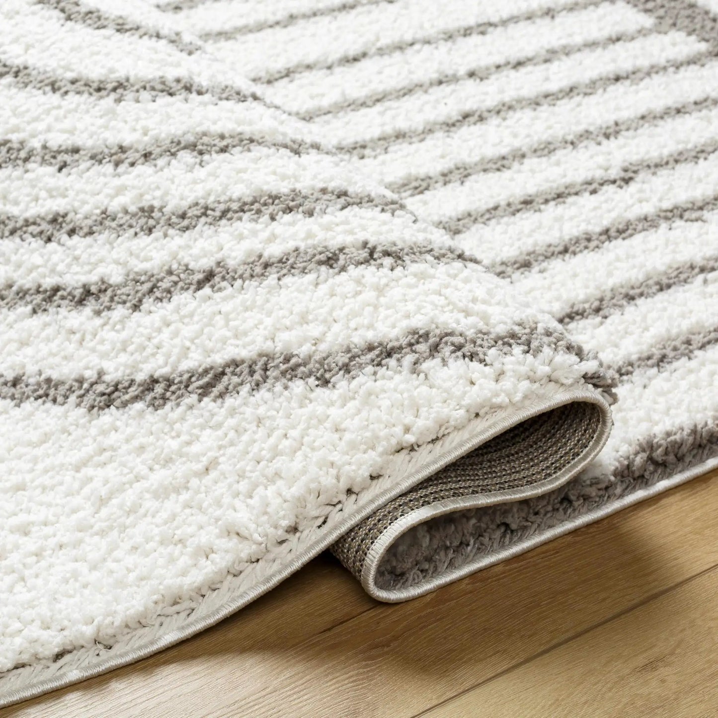 Jola Taupe Area Rug machine woven polyester plush with taupe ivory stripes on Tampa Home & Garden Store