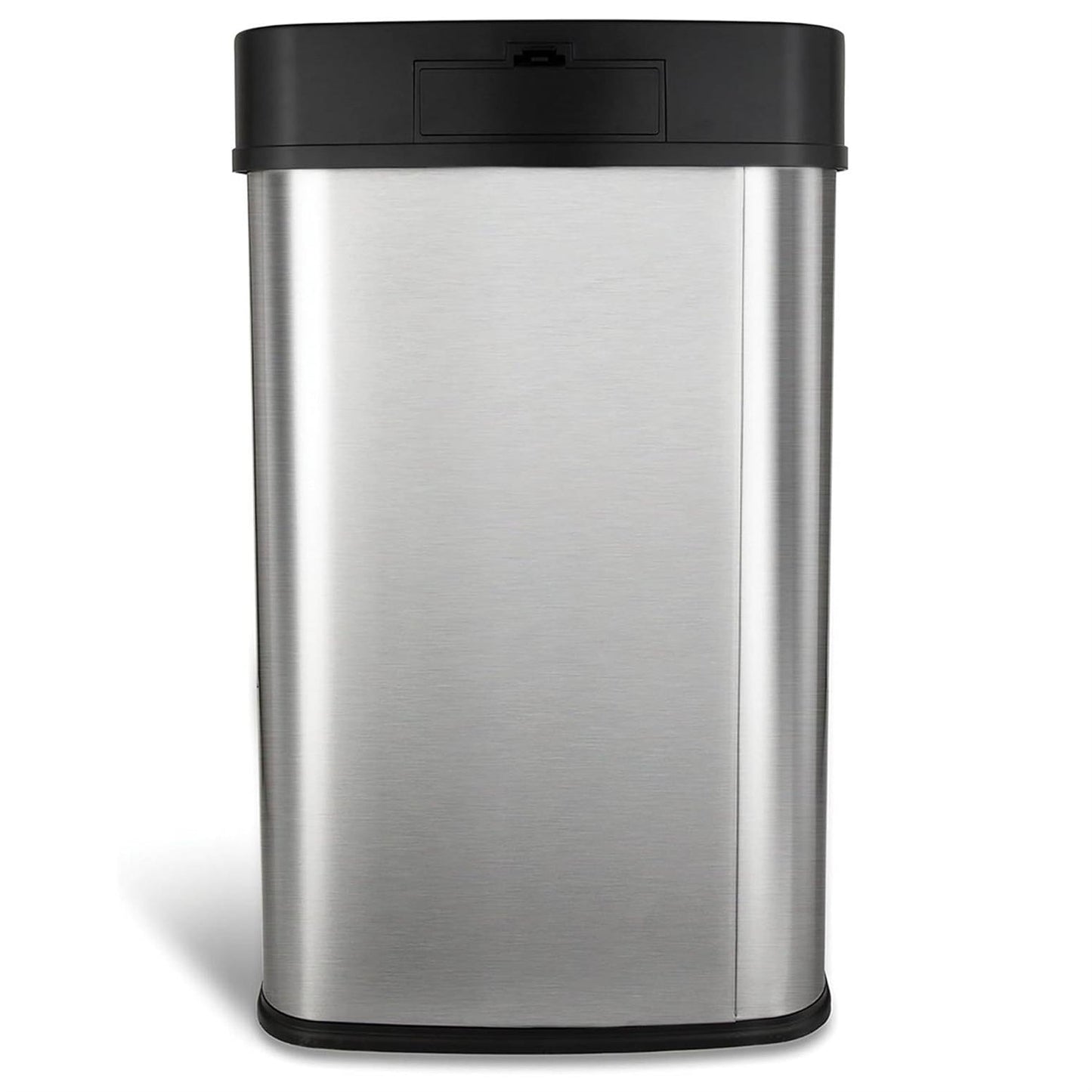Bote de basura de cocina de acero inoxidable de 13 galones (plateado/negro) con tapa con sensor de movimiento
