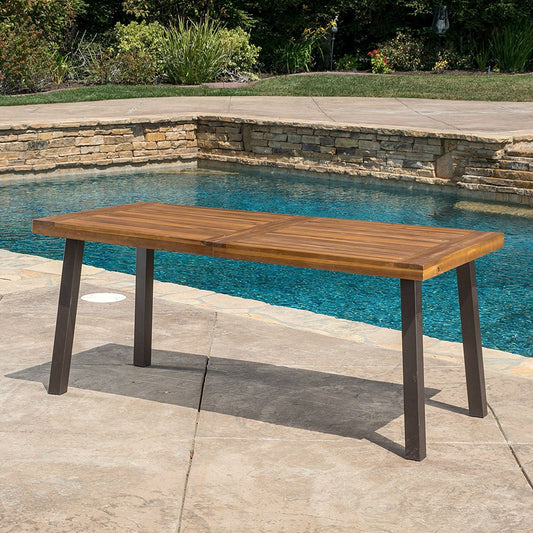 Acacia Wood 69 x 32 inch Outdoor Patio Dining Table in Teak Finish - Tampa Home & Garden Store