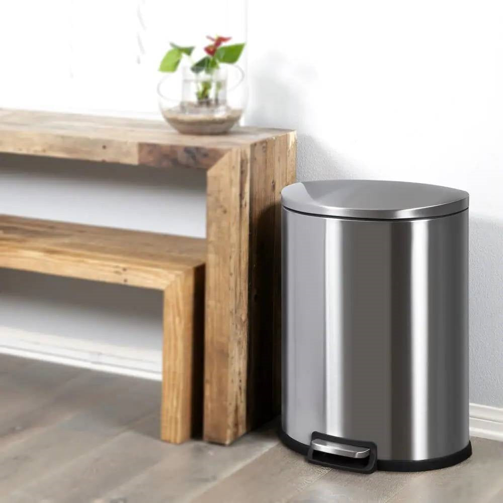 Cubo de basura de cocina de acero inoxidable con pedal de 13 galones y revestimiento extraíble